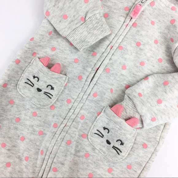Like New! Carter’s Hooded Polka Dot One-Piece - 6m - Picture 3 of 6